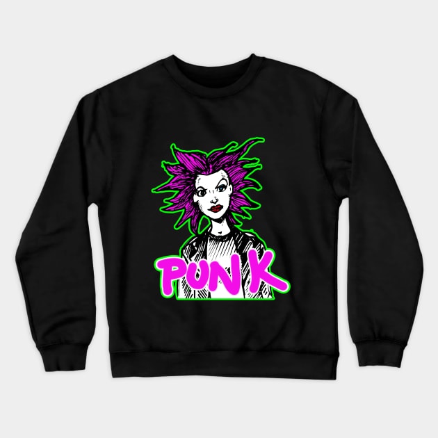 Punk rock Gurl Crewneck Sweatshirt by silentrob668